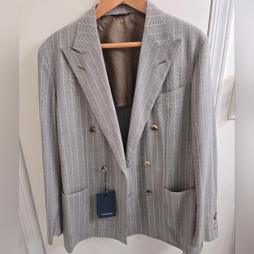 Thom Sweeney Pinstripe Double Breasted Jacket